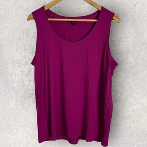 Eileen Fisher Fuchsia Pink Sleeveless Jersey Top Womens Size Large‎ Tunic Blouse